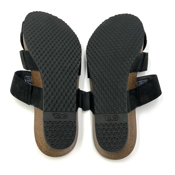 Teva Women's Mahonia Black Leather Slip On Slides Sandals Shoes Size 10.5 - Picture 10 of 13